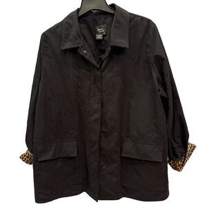 Dennis By‎ Dennis Basso 2X Faux-Fur Leopard-Print/Black Reversible Jacket